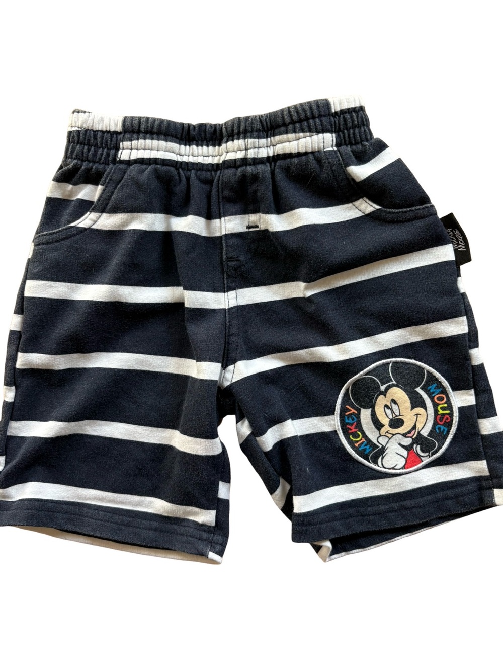 Disney Mickey Mouse Navy & White Striped Kids Shorts Size 4